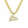 Jewelry Alloy Rhinestone Diamond Stitching Letter Pendant Necklace Hiphop Style Cuban Chain
