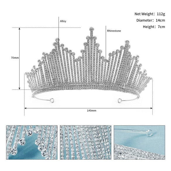 Jewelry Alloy Rhinestone Geometric Wedding Hair Accessories Headdress Crown For Women