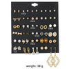 Jewelry Alloy Rhinestone Hollow Love Imitation Pearl Geometric Electroplating Earrings Set