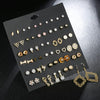 Jewelry Alloy Rhinestone Hollow Love Imitation Pearl Geometric Electroplating Earrings Set