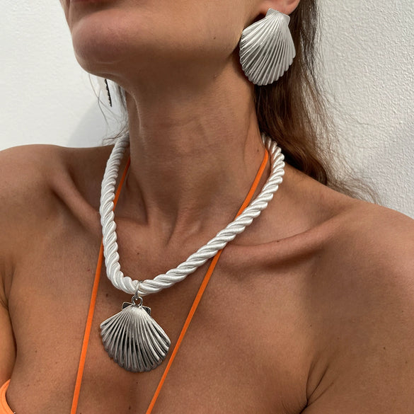 Jewelry Alloy Rope Geometric Scallop Pendant Clavicle Chain Electroplating Vacation Style