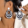 Jewelry Alloy Round Short Earrings With Black And White Color And Electroplating Treatment