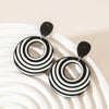 Jewelry Alloy Round Short Earrings With Black And White Color And Electroplating Treatment