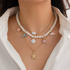 Jewelry Alloy Shell Conch Tassel Starfish Multi Layer Necklace Electroplated For Women