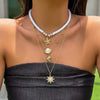 Jewelry Alloy Shell Conch Tassel Starfish Multi Layer Necklace Electroplated For Women