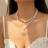 Jewelry Alloy Shell Conch Tassel Starfish Multi Layer Necklace Electroplated For Women