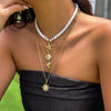 Jewelry Alloy Shell Conch Tassel Starfish Multi Layer Necklace Electroplated For Women