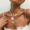 Jewelry Alloy Shell Imitation Pearl Plastic Flower Geometric Pendant Clavicle Chain Electroplated Vacation Minimalist Style
