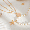 Jewelry Alloy Shell Starfish Pendant Clavicle Chain Copperclad Iron Electroplating Geometric Style
