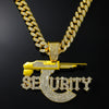 Jewelry Alloy Sniper Rifle Letter Pendant With Diamond And Geometric Pattern For Men Cuban Chain Style