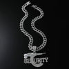 Jewelry Alloy Sniper Rifle Letter Pendant With Diamond And Geometric Pattern For Men Cuban Chain Style
