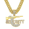 Jewelry Alloy Sniper Rifle Letter Pendant With Diamond And Geometric Pattern For Men Cuban Chain Style