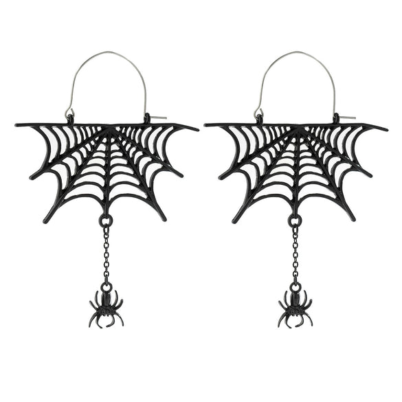 Jewelry Alloy Spider Animal Zodiac Hollow Electroplated Tassel Earrings For Women Dark Style