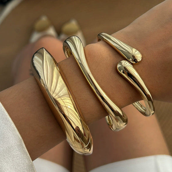 Jewelry Alloy Spring Bracelet Irregular Water Drop Shape Electroplating Minimalist Style