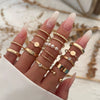 Jewelry Alloy Star And Moon Ring Set With Butterfly Geometric Design And Microinlaid Diamond For Women
