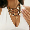 Jewelry Alloy Starfish Conch Pendant Necklace Animal Pattern Bone Chain Electroplated For Women