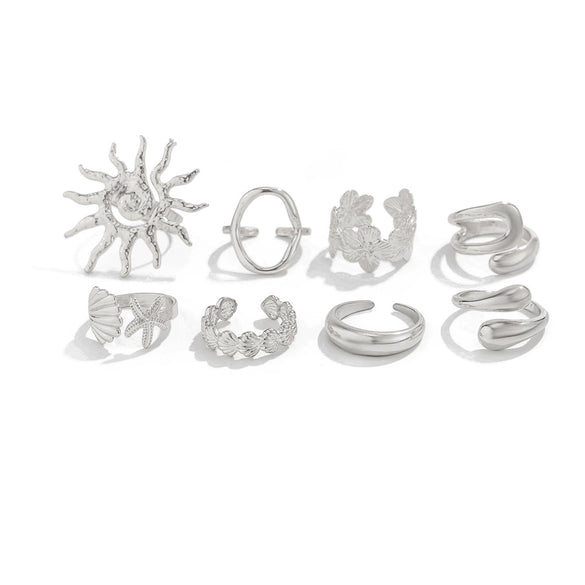 Jewelry Alloy Starfish Scallop Flower Open Ring Electroplating For Women