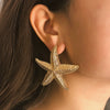 Jewelry Alloy Starfish Three Dimensional Exaggerated Earrings With Electroplating Treatment