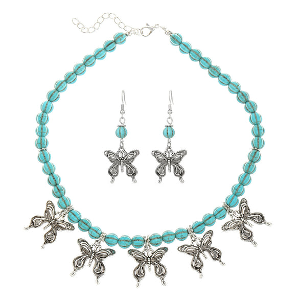 Jewelry Alloy Stone Love Drops Bell Pattern Electroplating Earrings Necklace