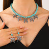 Jewelry Alloy Stone Love Drops Bell Pattern Electroplating Earrings Necklace