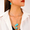 Jewelry Alloy Stone Love Drops Bell Pattern Electroplating Earrings Necklace