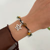 Jewelry Alloy Sweet Asymmetrical Gravel Beaded Bracelet With Star Metal Pendant And Electroplating