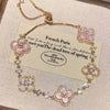 Jewelry Alloy Sweet Sakura Leaves Shaped Bracelet Microinlaid Zircon Set With Diamonds Fashion Style