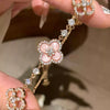 Jewelry Alloy Sweet Sakura Leaves Shaped Bracelet Microinlaid Zircon Set With Diamonds Fashion Style