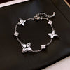 Jewelry Alloy Sweet Sakura Leaves Shaped Bracelet Microinlaid Zircon Set With Diamonds Fashion Style