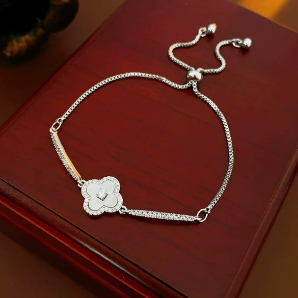 Jewelry Alloy Sweet Sakura Leaves Shaped Bracelet Microinlaid Zircon Set With Diamonds Fashion Style