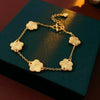 Jewelry Alloy Sweet Sakura Leaves Shaped Bracelet Microinlaid Zircon Set With Diamonds Fashion Style