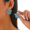 Jewelry Alloy Three Dimensional Flower Vintage Style Necklace And Earrings Set With Wax Thread Chain
