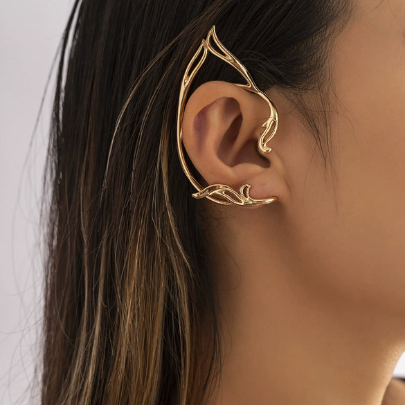 Jewelry Alloy Threedimensional Cat Ear Elf Ear Clip Creative Simple Hollow Geometric Electroplated For Women