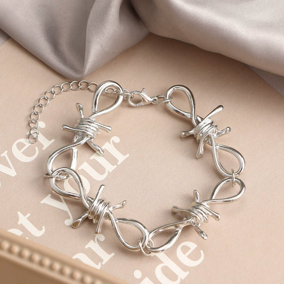 Jewelry Alloy Twist Chain Thorn Necklace Cold Punk Retro Hip Hop Electroplated