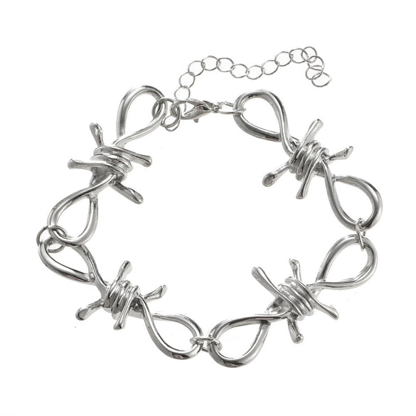 Jewelry Alloy Twist Chain Thorn Necklace Cold Punk Retro Hip Hop Electroplated