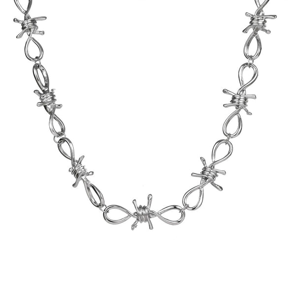 Jewelry Alloy Twist Chain Thorn Necklace Cold Punk Retro Hip Hop Electroplated