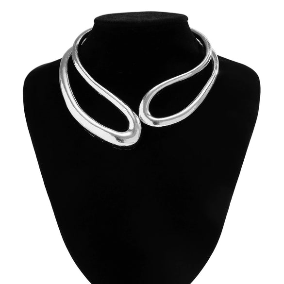 Jewelry Alloy Ushaped Twisted Double Collar Choker Bracelet Electroplated For Women
