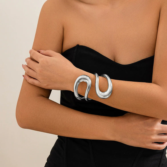 Jewelry Alloy Ushaped Twisted Double Collar Choker Bracelet Electroplated For Women