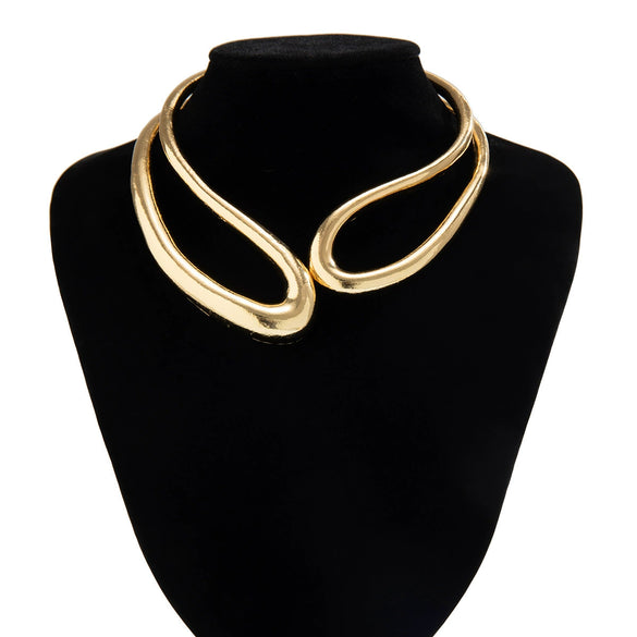 Jewelry Alloy Ushaped Twisted Double Collar Choker Bracelet Electroplated For Women