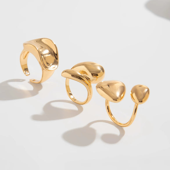 Jewelry Alloy Water Drop Hug Ring Geometric Pattern Electroplating Minimalist Style For Women