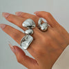 Jewelry Alloy Water Drop Hug Ring Geometric Pattern Electroplating Minimalist Style For Women