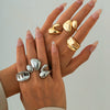 Jewelry Alloy Water Drop Hug Ring Geometric Pattern Electroplating Minimalist Style For Women