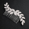Jewelry Alloy Waveshaped Rhinestone Leaf Multitooth Bridal Hair Comb With Flower Pattern Electroplating For Women