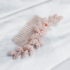 Jewelry Alloy Waveshaped Rhinestone Leaf Multitooth Bridal Hair Comb With Flower Pattern Electroplating For Women