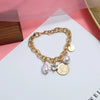 Jewelry Alloy Woven Bracelet With Shell Pattern And Rose Gold Electroplating For Women