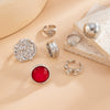 Jewelry Alloyacrylic Drill Geometric Style Electroplated Ring Set