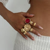 Jewelry Alloyacrylic Drill Geometric Style Electroplated Ring Set