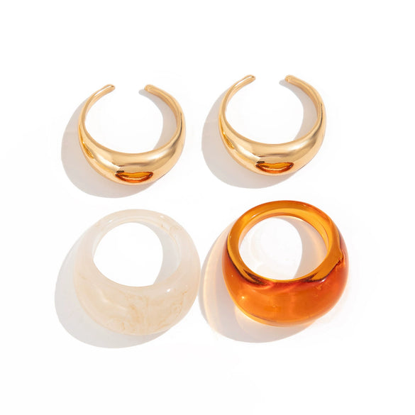 Jewelry Alloyresin Geometric Arc Ring Electroplating Retro Style