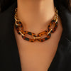 Jewelry Aluminum Chain And Acrylic Geometric Irregular Leopard Buckle Clavicle Chain Electroplated For Women Highend