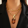 Jewelry Aluminum Chain And Acrylic Geometric Irregular Leopard Buckle Clavicle Chain Electroplated For Women Highend